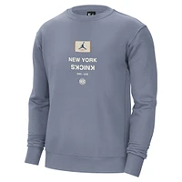 Men's Jordan Brand Blue New York Knicks Courtside Statement Edition Heavyweight Pullover Sweatshirt