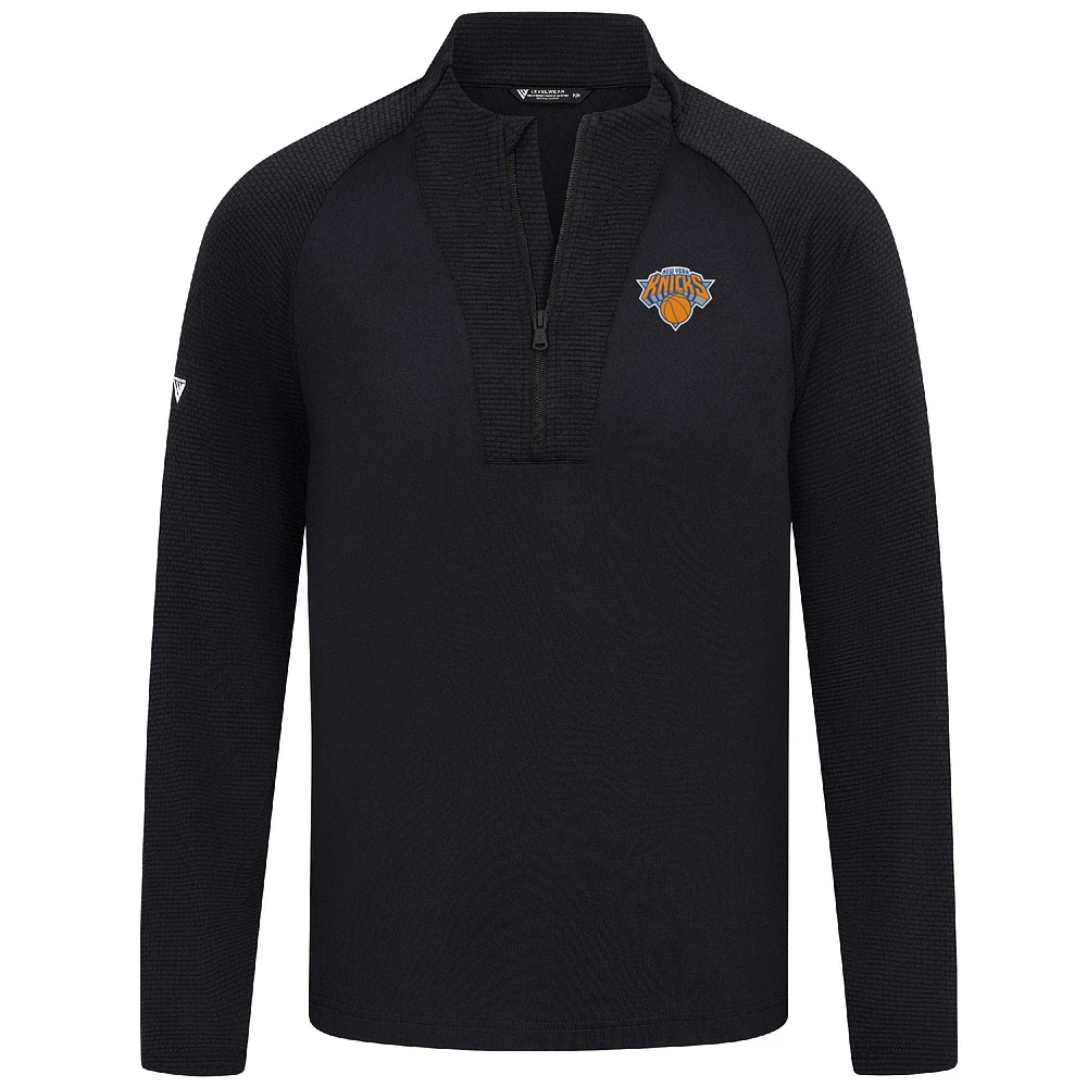 Men's Levelwear Black New York Knicks Volley Quarter-Zip Top