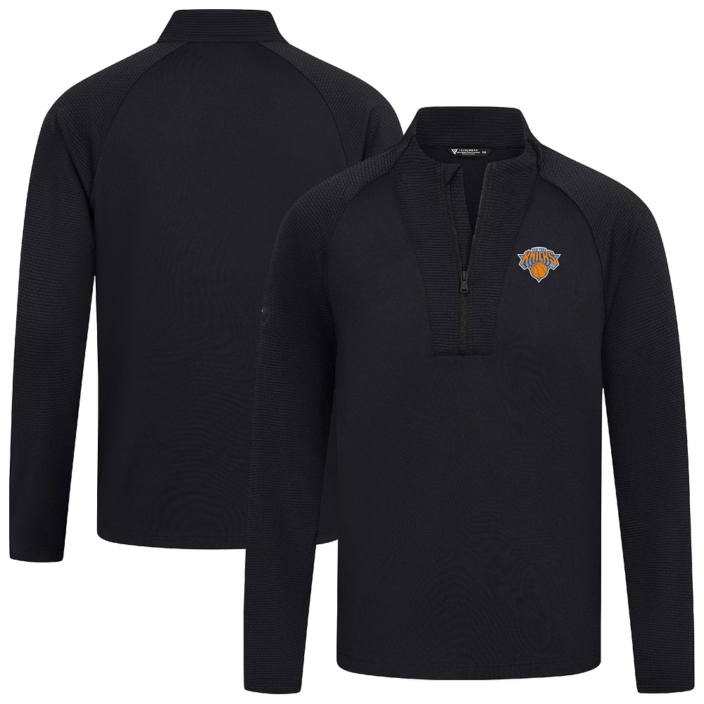 Men's Levelwear Black New York Knicks Volley Quarter-Zip Top