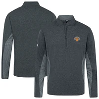 Men's Levelwear Heather Black New York Knicks Waffle Insignia 2.0 Quarter-Zip Top