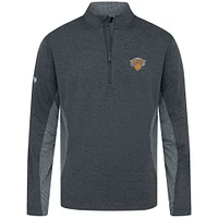 Men's Levelwear Heather Black New York Knicks Waffle Insignia 2.0 Quarter-Zip Top