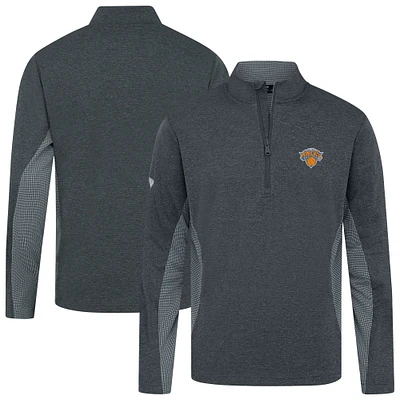Men's Levelwear Heather Black New York Knicks Waffle Insignia 2.0 Quarter-Zip Top