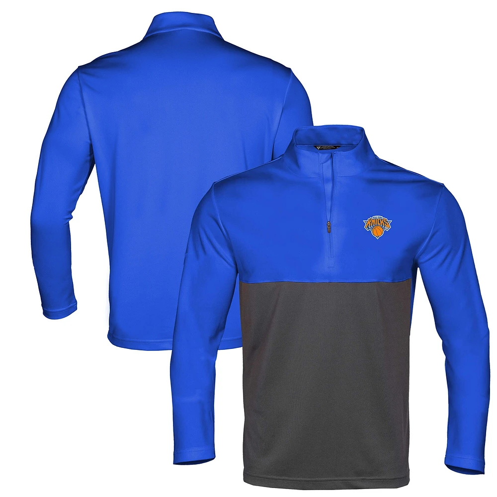 Men's Levelwear Royal/Black New York Knicks Pursue Quarter-Zip Top