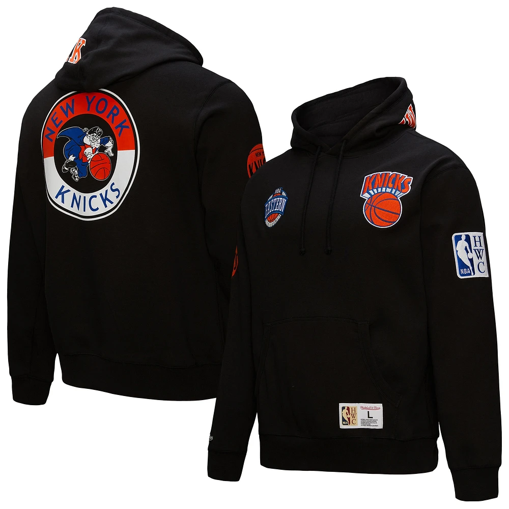 Men's Mitchell & Ness  Black New York Knicks Hardwood Classics Blackout Collection Pullover Hoodie