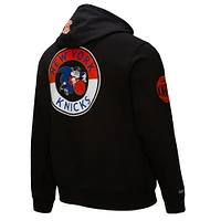 Men's Mitchell & Ness  Black New York Knicks Hardwood Classics Blackout Collection Pullover Hoodie