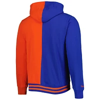 Men's Mitchell & Ness Blue/Orange New York Knicks Big Tall Hardwood Classics Split Pullover Hoodie