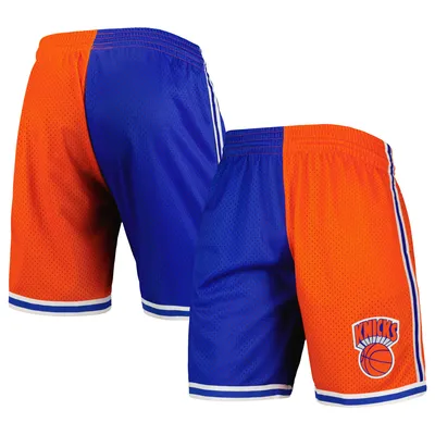 New York Knicks Mitchell & Ness Hardwood Classics 1991 Split Swingman Shorts - Blue/Orange