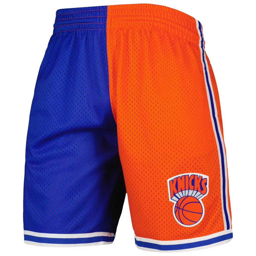 Short Swingman fendu Mitchell & Ness pour hommes bleu/orange New York Knicks Hardwood Classics 1991