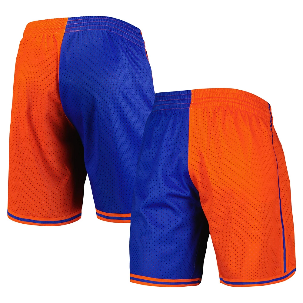 Mitchell & Ness pour homme Blue/Orange New York Knicks Hardwood Classics 1996 Split Swingman Short