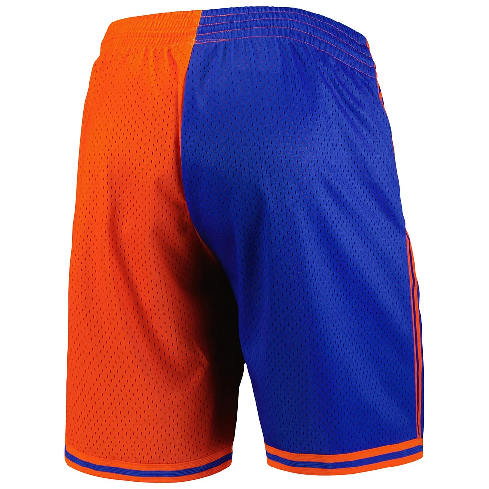 Mitchell & Ness pour homme Blue/Orange New York Knicks Hardwood Classics 1996 Split Swingman Short