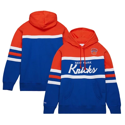 Sweat à capuche bleu/orange Mitchell & Ness pour hommes des New York Knicks Head Coach