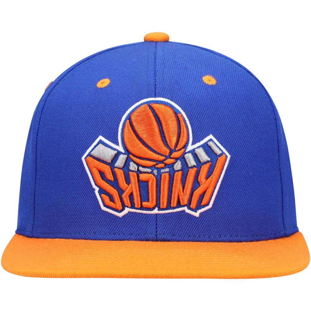 Men's Mitchell & Ness Blue/Orange New York Knicks Upside Down Snapback Hat