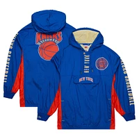 Men's Mitchell & Ness Blue New York Knicks Big Tall Hardwood Classics Team OG 2.0 Anorak Hoodie Quarter-Zip Windbreaker Jacket