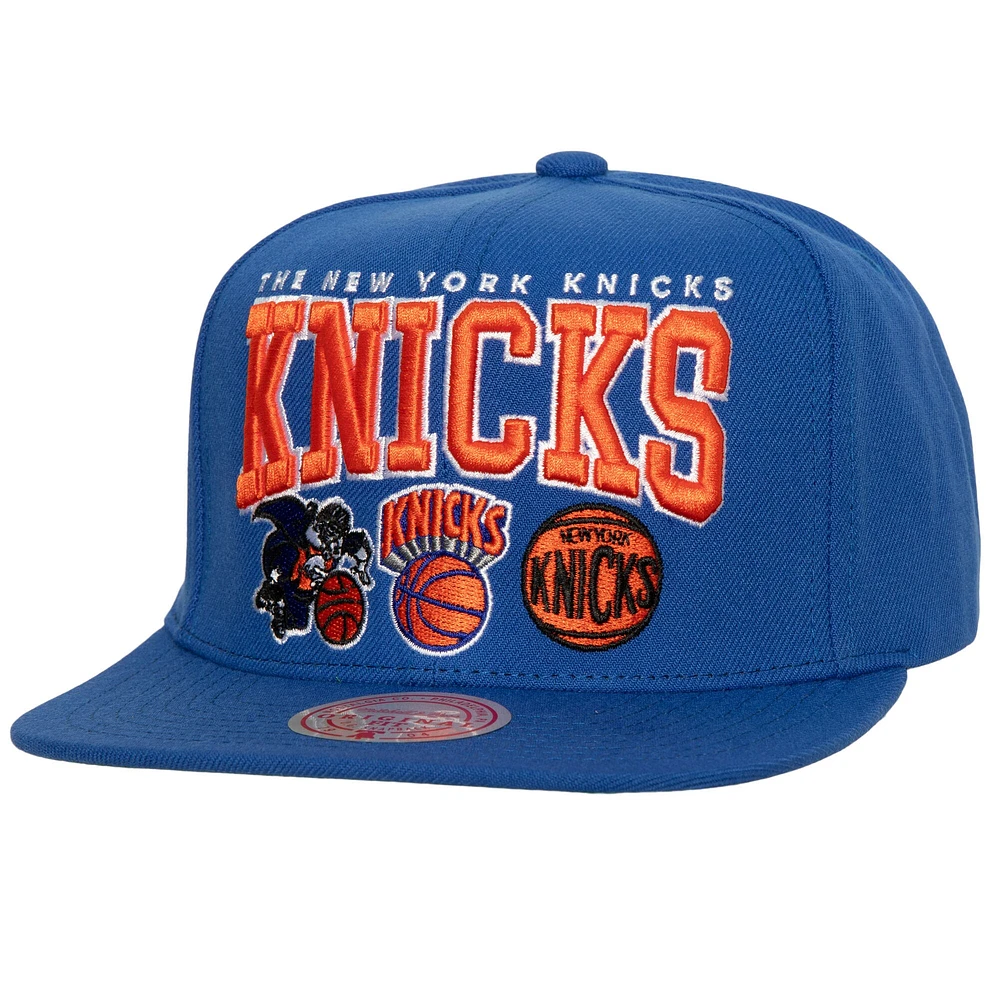 Casquette Snapback Champ Stack des New York Knicks Mitchell & Ness pour homme, bleu