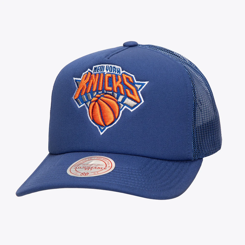 Men's Mitchell & Ness Blue New York Knicks Core Evergreen OTC Trucker Adjustable Hat