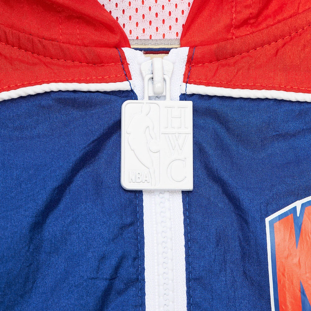 Veste coupe-vent entièrement zippée blanche pour homme Mitchell & Ness New York Knicks Hardwood Classics Big Shot Premium