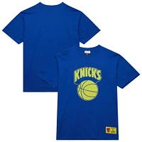 Men's Mitchell & Ness Blue New York Knicks Hardwood Classics Neon Nights Premium T-Shirt