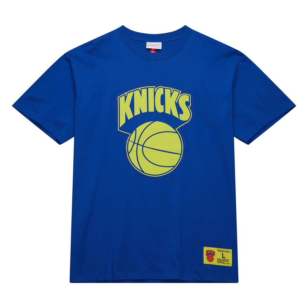 T-shirt bleu Mitchell & Ness pour homme, modèle Hardwood Classics Neon Nights, des New York Knicks