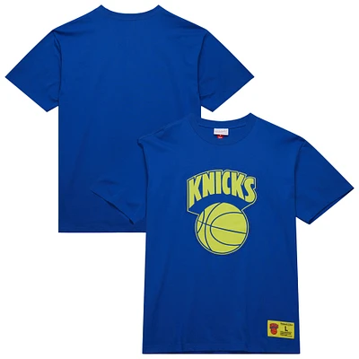 T-shirt bleu Mitchell & Ness pour homme, modèle Hardwood Classics Neon Nights, des New York Knicks