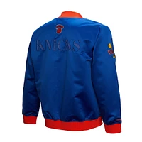 Men's Mitchell & Ness Blue New York Knicks Hardwood Classics Team OG 3.0 Lightweight Satin Full-Snap Jacket