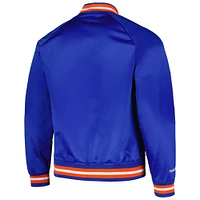 Men's Mitchell & Ness Blue New York Knicks Hardwood Classics  Throwback Wordmark Raglan Full-Snap Jacket