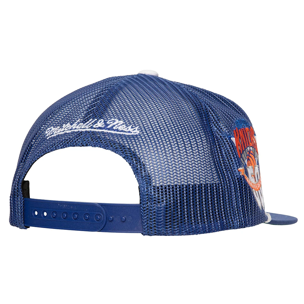 Casquette Snapback bleue New York Knicks Roper Meshback Trucker pour hommes