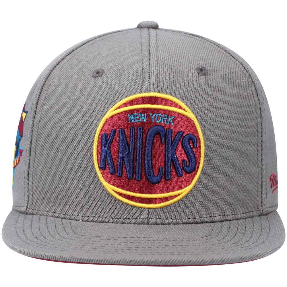 Men's Mitchell & Ness Charcoal New York Knicks Hardwood Classics 50th Anniversary Carbon Cabernet Fitted Hat