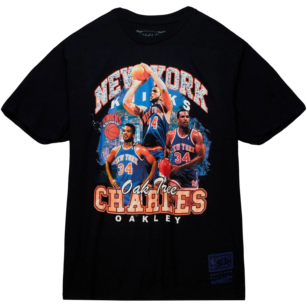 T-shirt noir pour homme Mitchell & Ness Charles Oakley New York Knicks Hardwood Classics Bling Concert Player