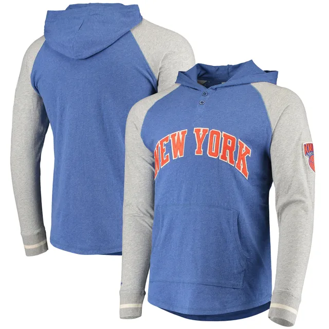 Men's Mitchell & Ness Royal New York Giants Washed Short Sleeve Pullover  Hoodie