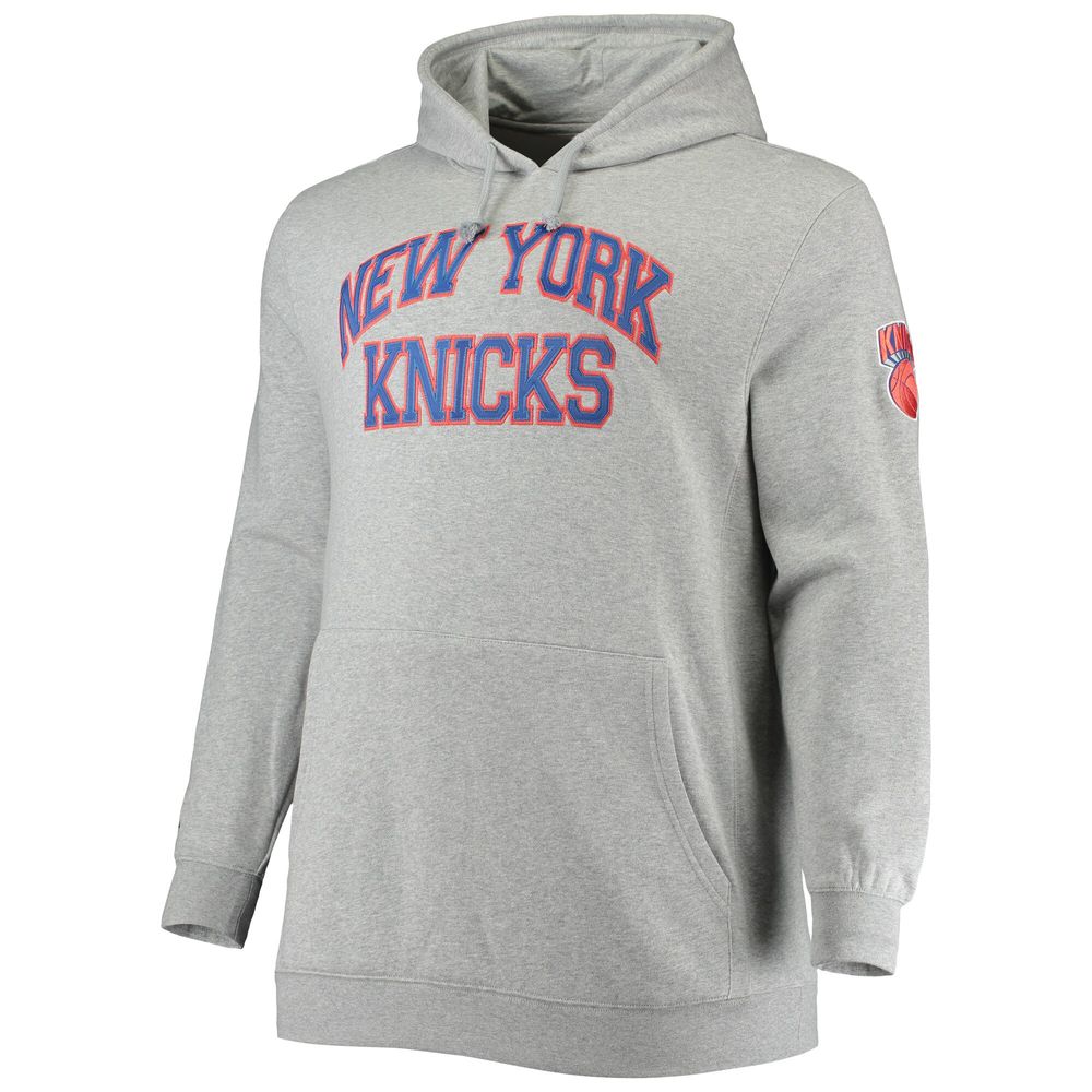 Men's Mitchell & Ness Heathered Gray New York Knicks Hardwood Classics Big Tall Throwback Pullover Hoodie