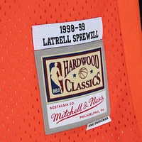 Men's Mitchell & Ness Latrell Sprewell Orange/Black New York Knicks 1998/99 Hardwood Classics Fadeaway Swingman Player Jersey