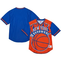 Men's Mitchell & Ness  Orange New York Knicks Jumbotron 3.0 Mesh V-Neck T-Shirt