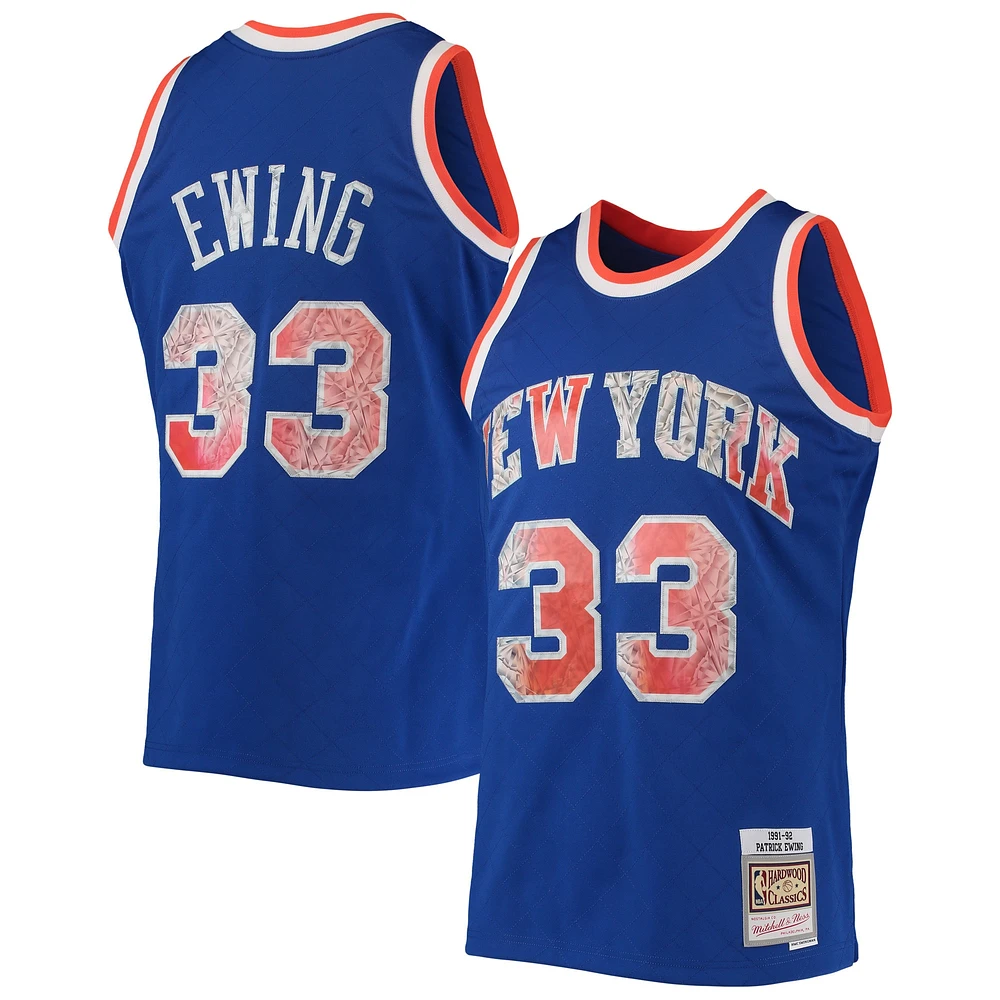 Maillot Mitchell & Ness Patrick Ewing New York Knicks 1991/92 Hardwood Classics NBA 75e anniversaire Diamond Swingman pour homme