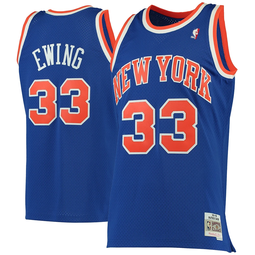 Maillot Swingman Mitchell & Ness Patrick Ewing New York Knicks 1991/92 Hardwood Classics pour hommes, bleu