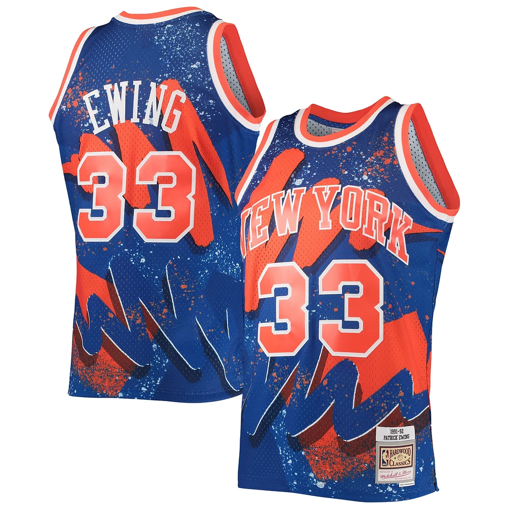 Men's Mitchell & Ness Patrick Ewing Blue New York Knicks Hardwood Classics 1991/92 Hyper Hoops Swingman Jersey