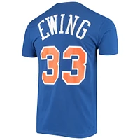 Men's Mitchell & Ness Patrick Ewing Blue New York Knicks Hardwood Classics Stitch Name Number T-Shirt