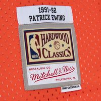 Men's Mitchell & Ness Patrick Ewing Orange/Royal New York Knicks 1991/92 Hardwood Classics Fadeaway Swingman Player Jersey