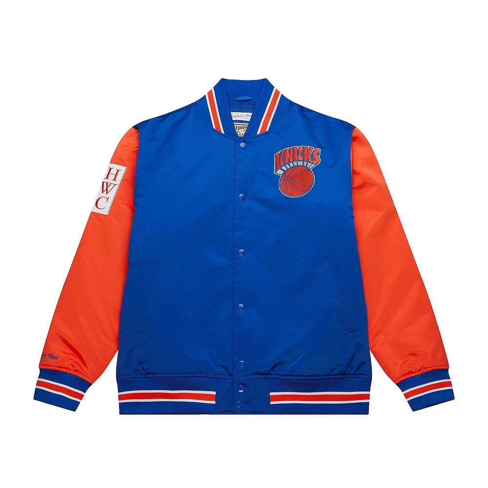 Veste en satin à boutons-pression Hardwood Classic Primetime pour homme Mitchell & Ness Royal New York Knicks