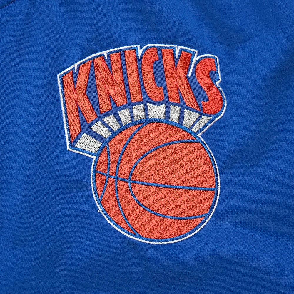 Veste en satin à boutons-pression Hardwood Classic Primetime pour homme Mitchell & Ness Royal New York Knicks