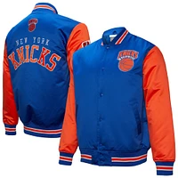 Veste en satin à boutons-pression Hardwood Classic Primetime pour homme Mitchell & Ness Royal New York Knicks