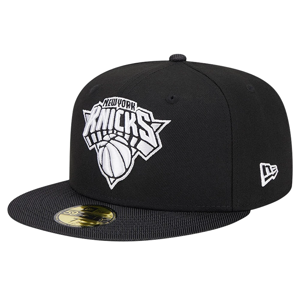 Casquette ajustée New Era 59FIFTY Active en nylon balistique noir pour homme, des York Knicks