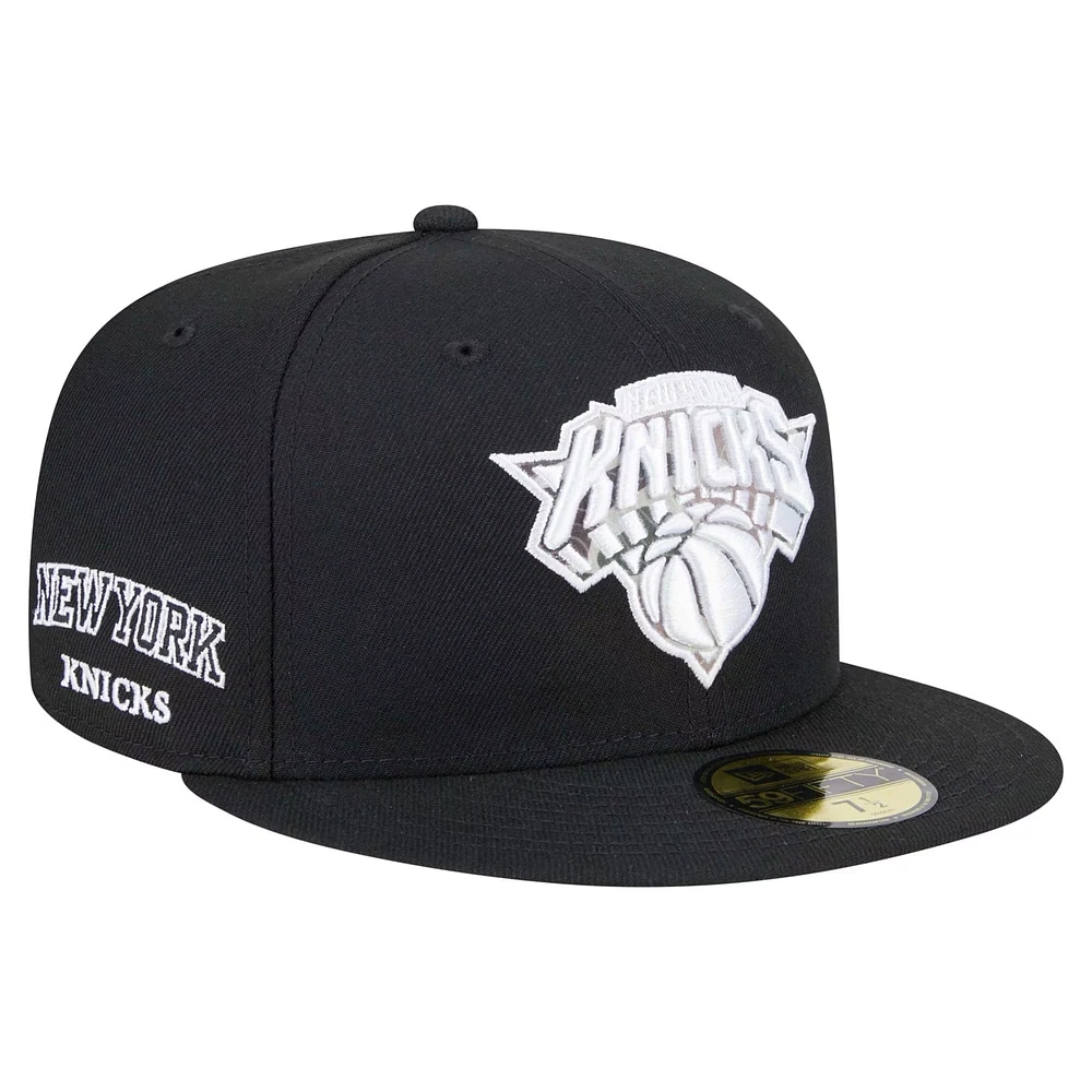 Men's New Era Black York Knicks Camo Print UV 59FIFTY Fitted Hat