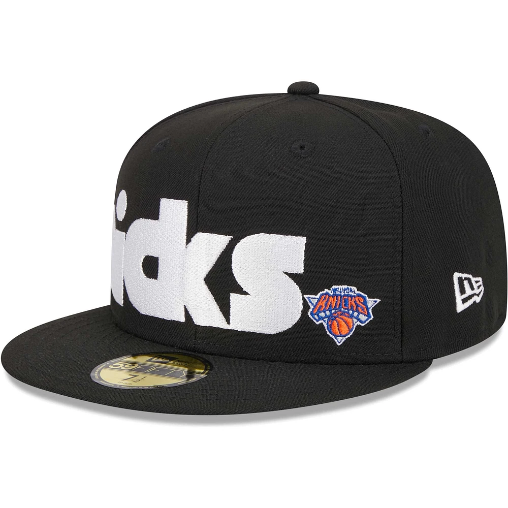 Men's New Era Black York Knicks Checkerboard UV 59FIFTY Fitted Hat