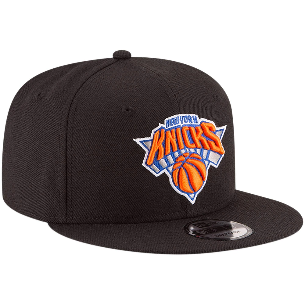 Casquette Snapback 9FIFTY noire New Era pour hommes des New York Knicks, couleur officielle de l'équipe
