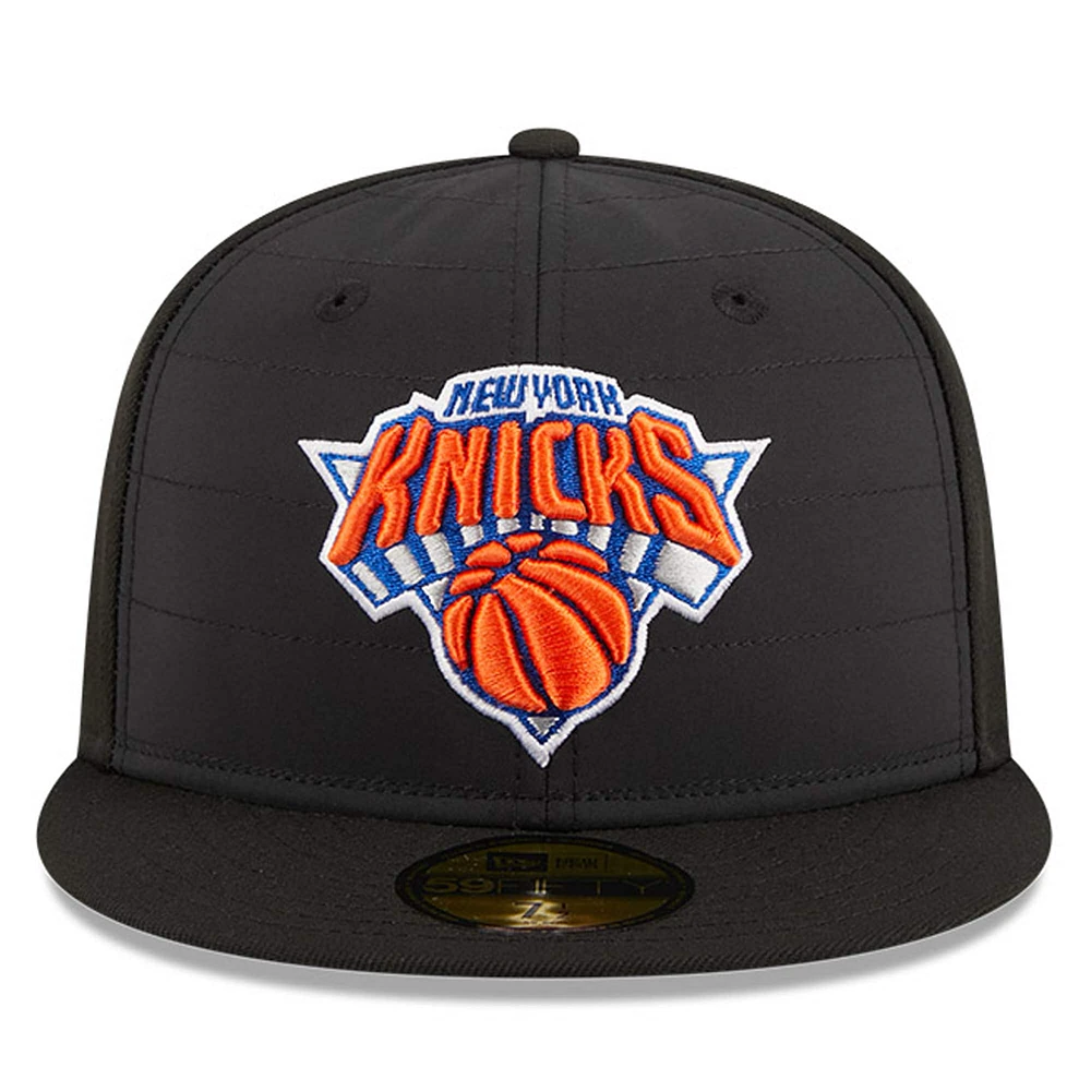 Casquette ajustée 59FIFTY matelassée New Era noire pour hommes des York Knicks