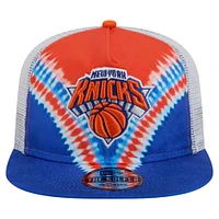 Men's New Era Blue/Orange New York Knicks Throwback Dye Golfer Snapback Hat
