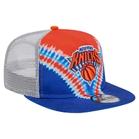 Men's New Era Blue/Orange New York Knicks Throwback Dye Golfer Snapback Hat