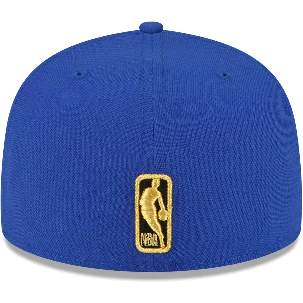 New Era Men's New Era Blue York Knicks 2x NBA Champions Metallic Undervisor 59FIFTY  Fitted Hat