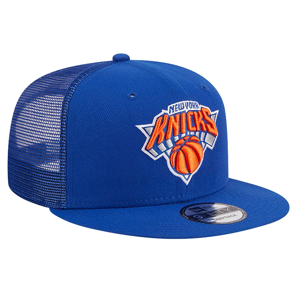 Men's New Era Blue New York Knicks Meshback 9FIFTY Snapback Hat
