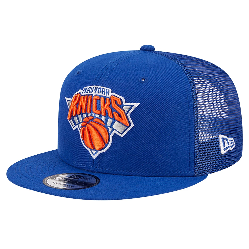 Men's New Era Blue New York Knicks Meshback 9FIFTY Snapback Hat